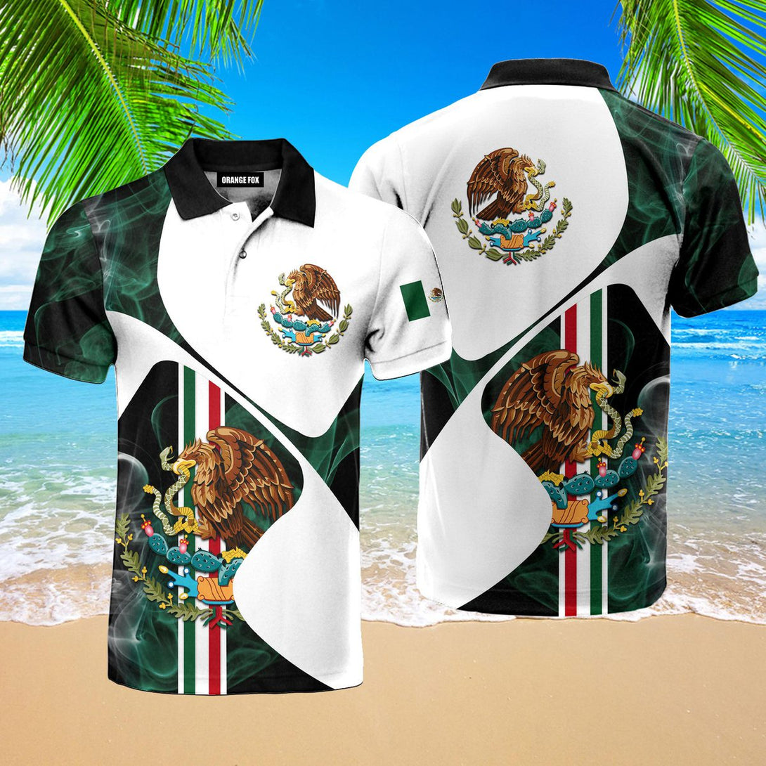 Mexico Rooster Golf Mexican Flag Polo Shirt For Men