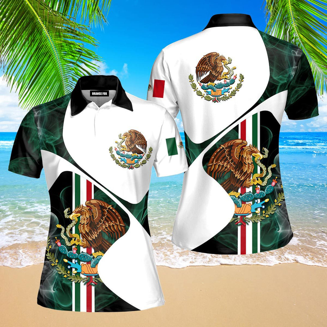 Mexico Rooster Golf Mexican Flag Polo Shirt For Women