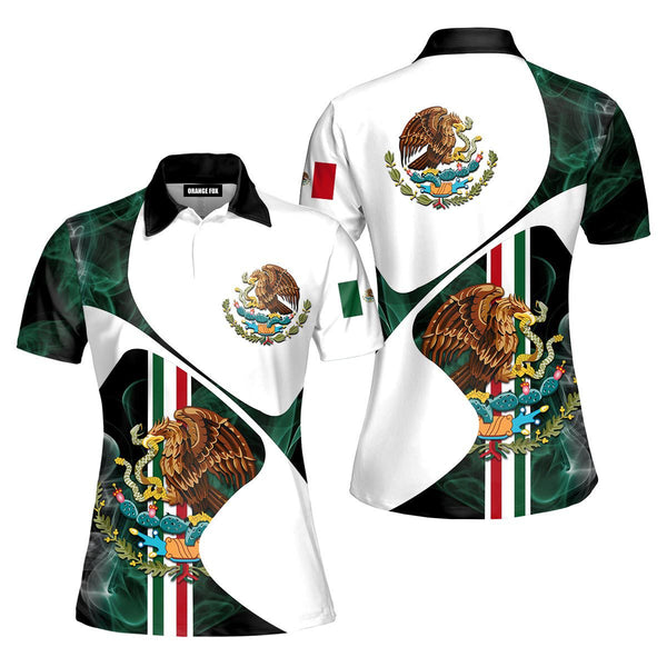 Mexico Rooster Golf Mexican Flag Polo Shirt For Women