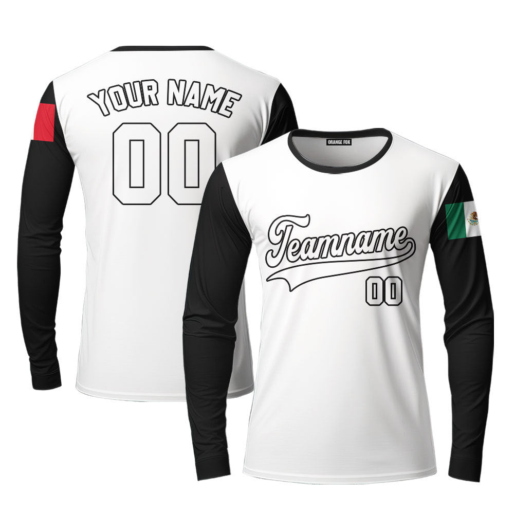 Mexico White Black Custom Long Sleeve T-Shirt For Men & Women