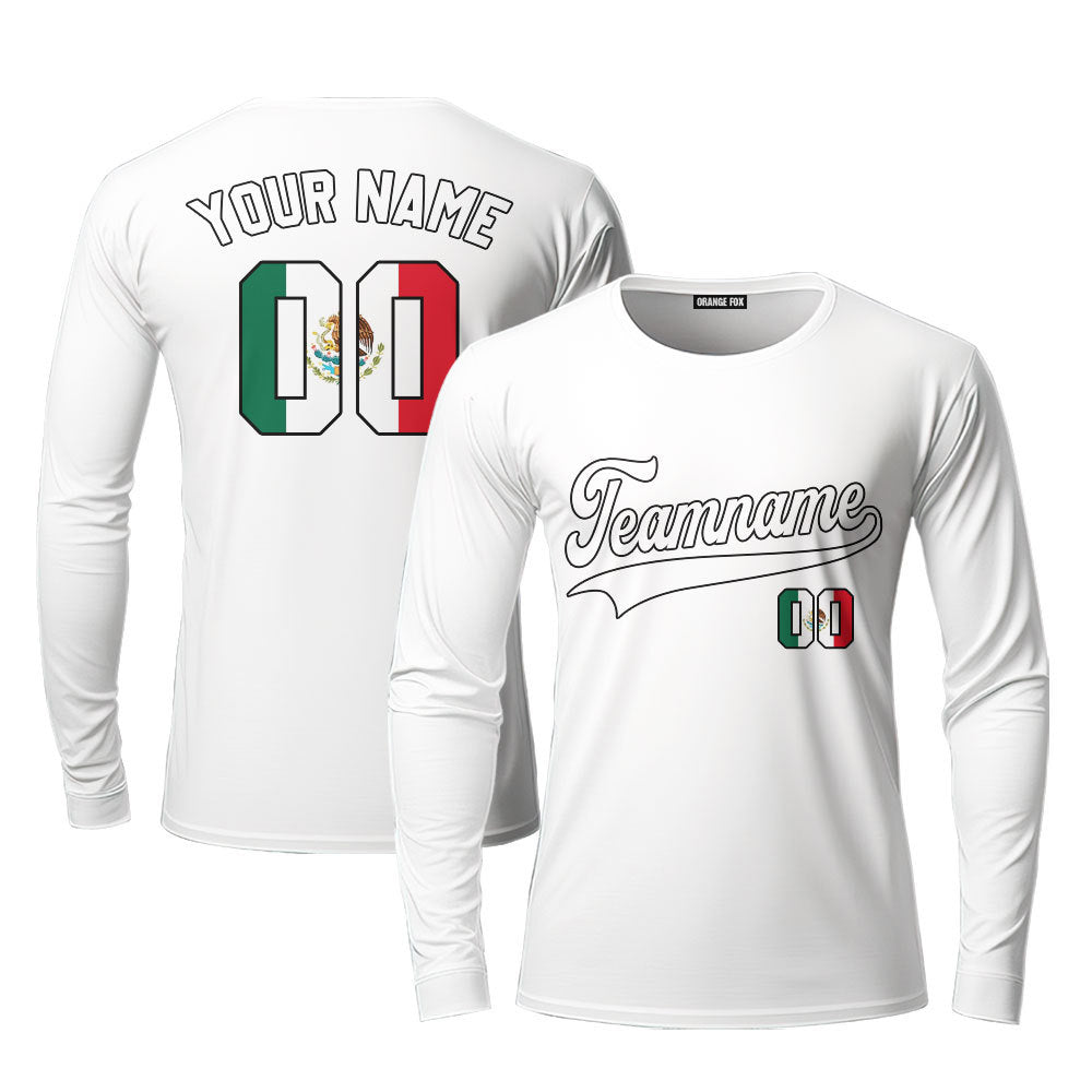 Mexico White Black Custom Long Sleeve T-Shirt For Men & Women