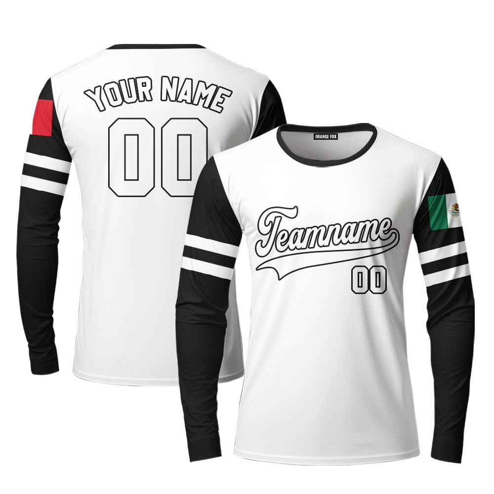 Mexico White Black Custom Long Sleeve T-Shirt For Men & Women