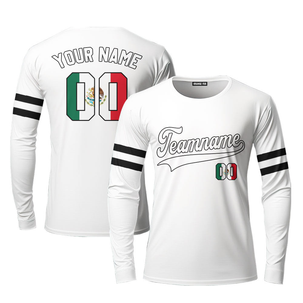 Mexico White Black Custom Long Sleeve T-Shirt For Men & Women