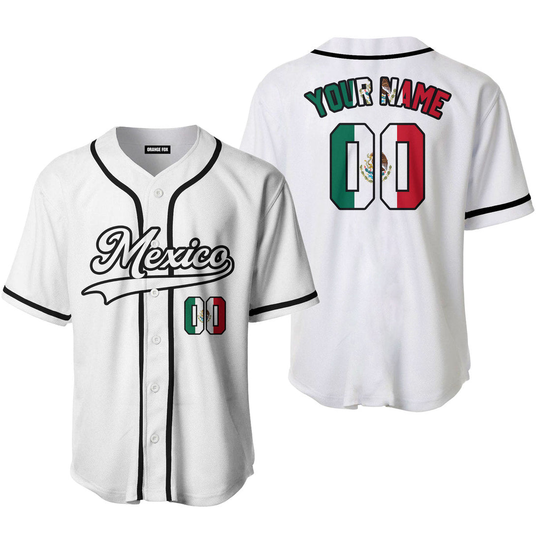 Mexico White Black Custom Name Baseball Jerseys For Men & Women