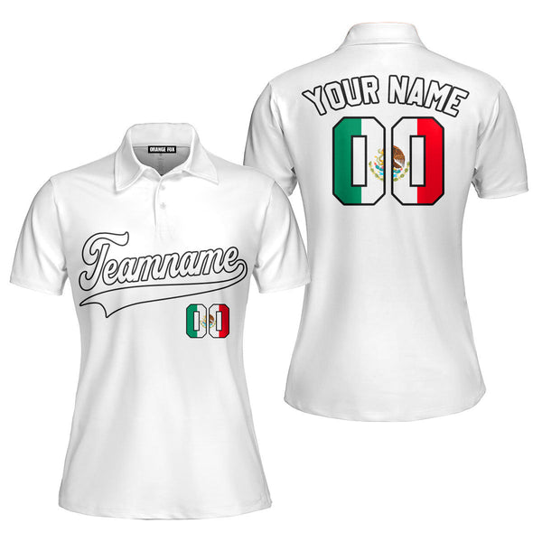 Mexico White Black Custom Polo Shirt For Women