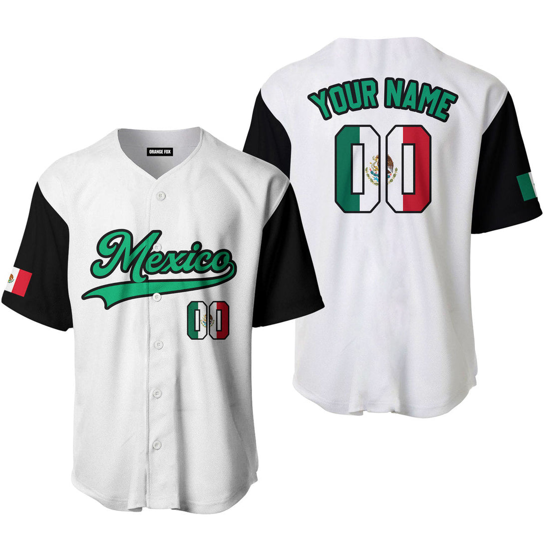 Mexico White Black Green Black Custom Name Baseball Jerseys For Men & Women