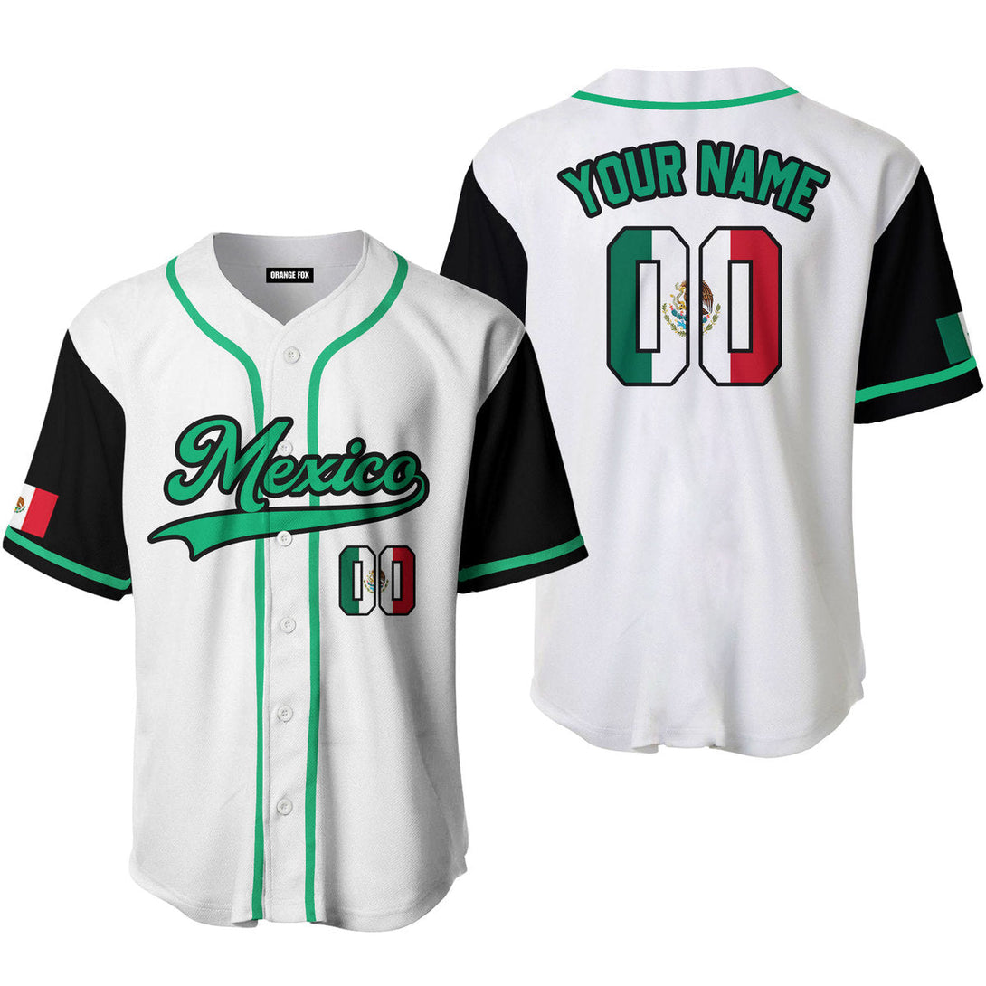 Mexico White Black Green Black Custom Name Baseball Jerseys For Men & Women