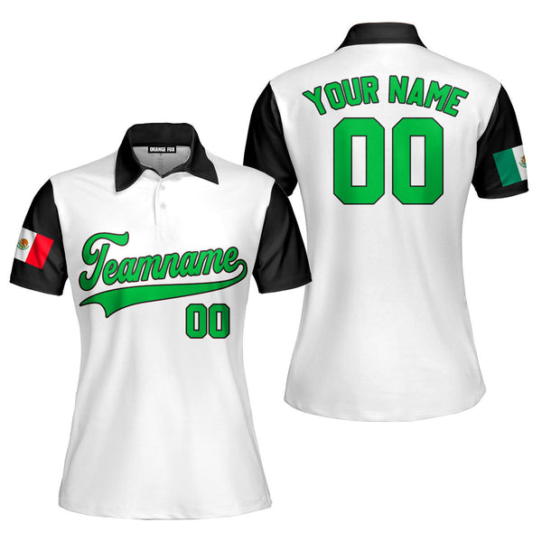 Mexico White Black Green Black Custom Polo Shirt For Women