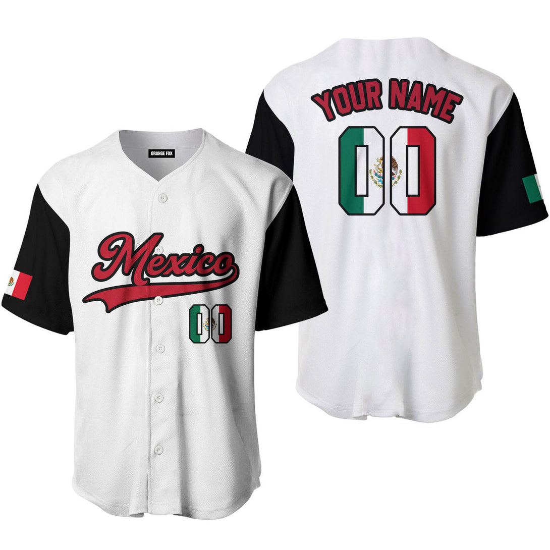 Mexico White Black Red Black Custom Name Baseball Jerseys For Men & Women