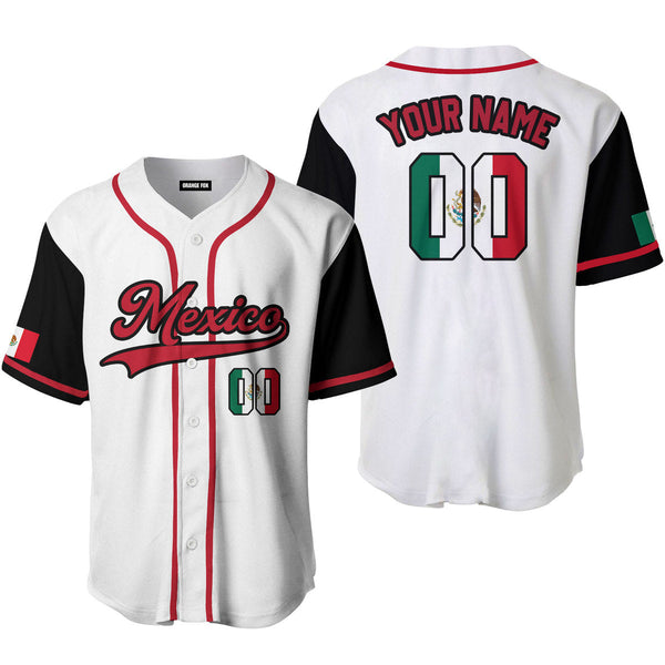 Mexico White Black Red Black Custom Name Baseball Jerseys For Men & Women