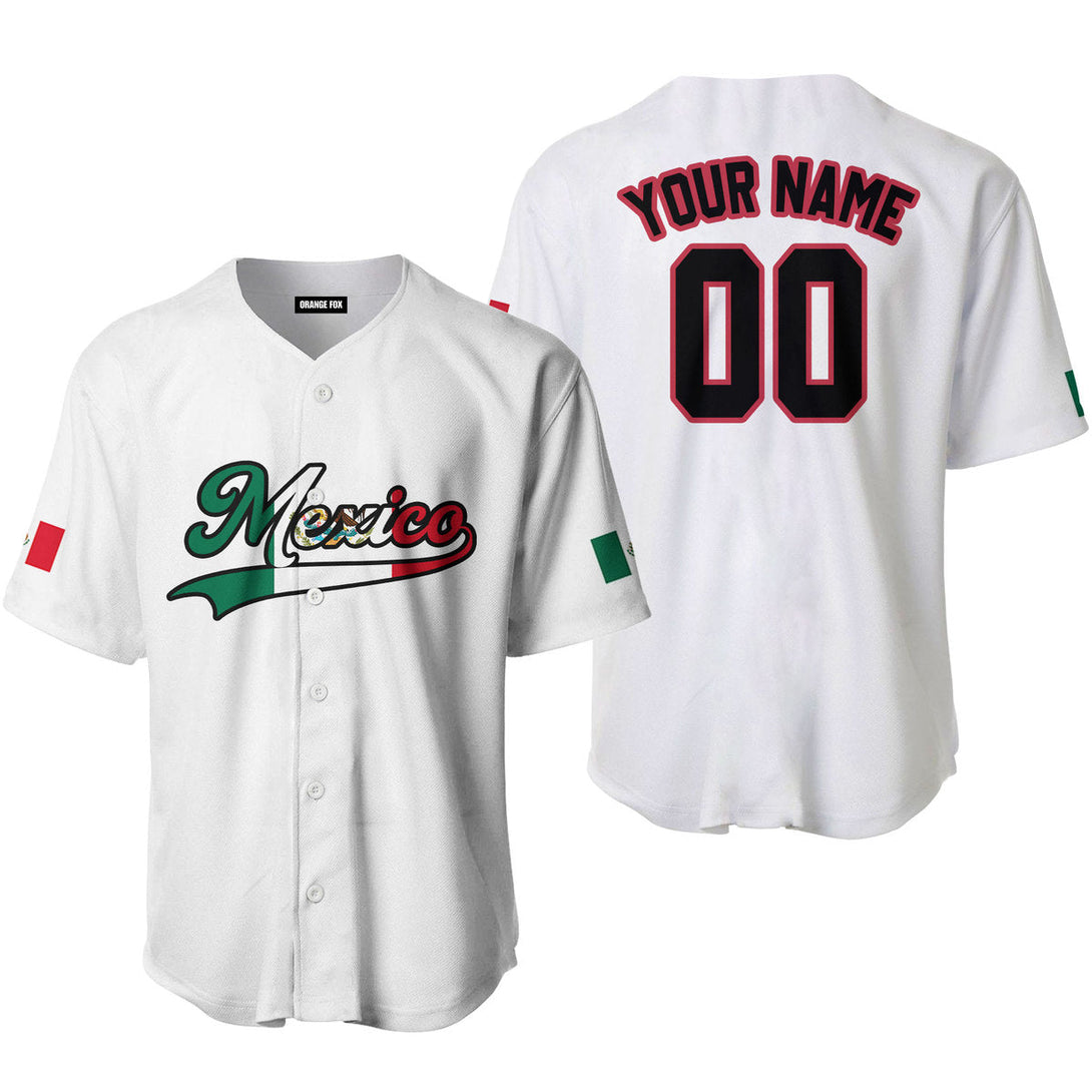 Mexico White Black Red Custom Name Baseball Jerseys For Men & Women