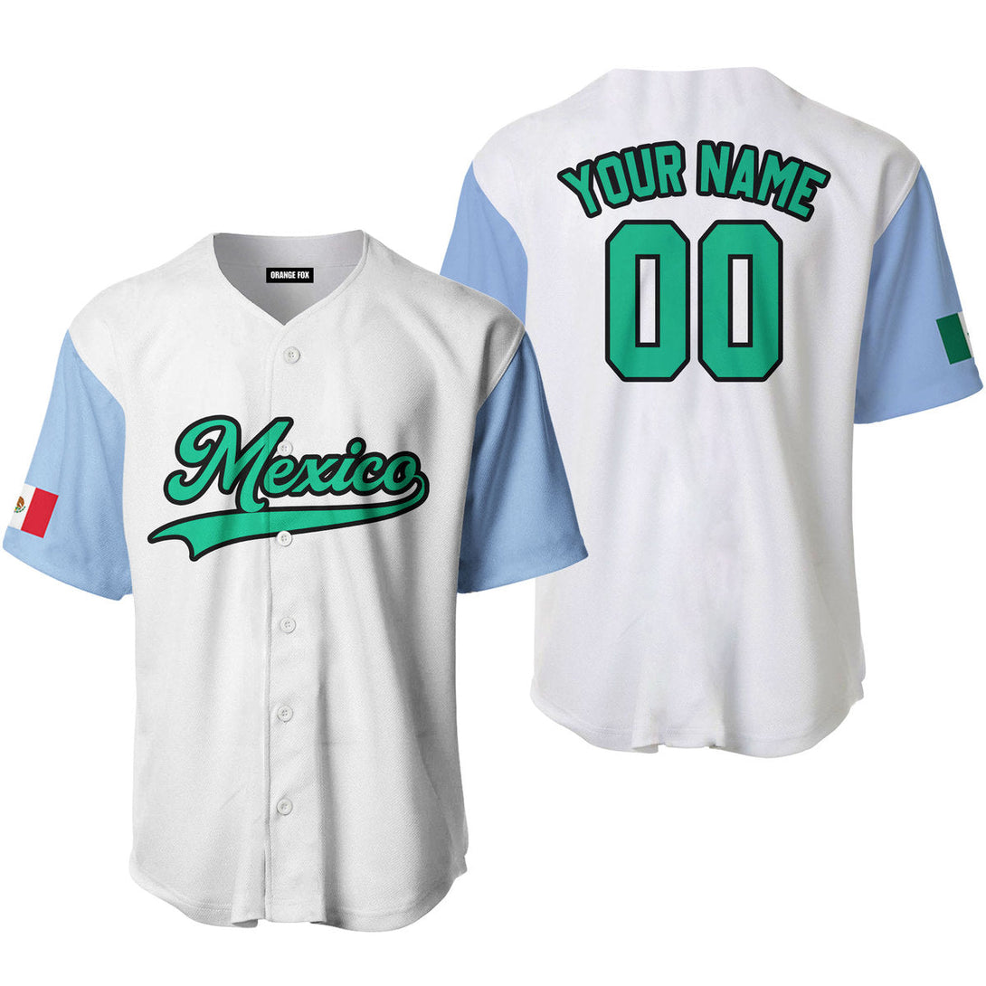 Mexico White Blue Green Black Custom Name Baseball Jerseys For Men & Women