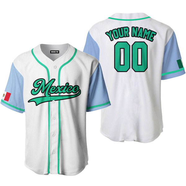 Mexico White Blue Green Black Custom Name Baseball Jerseys For Men & Women