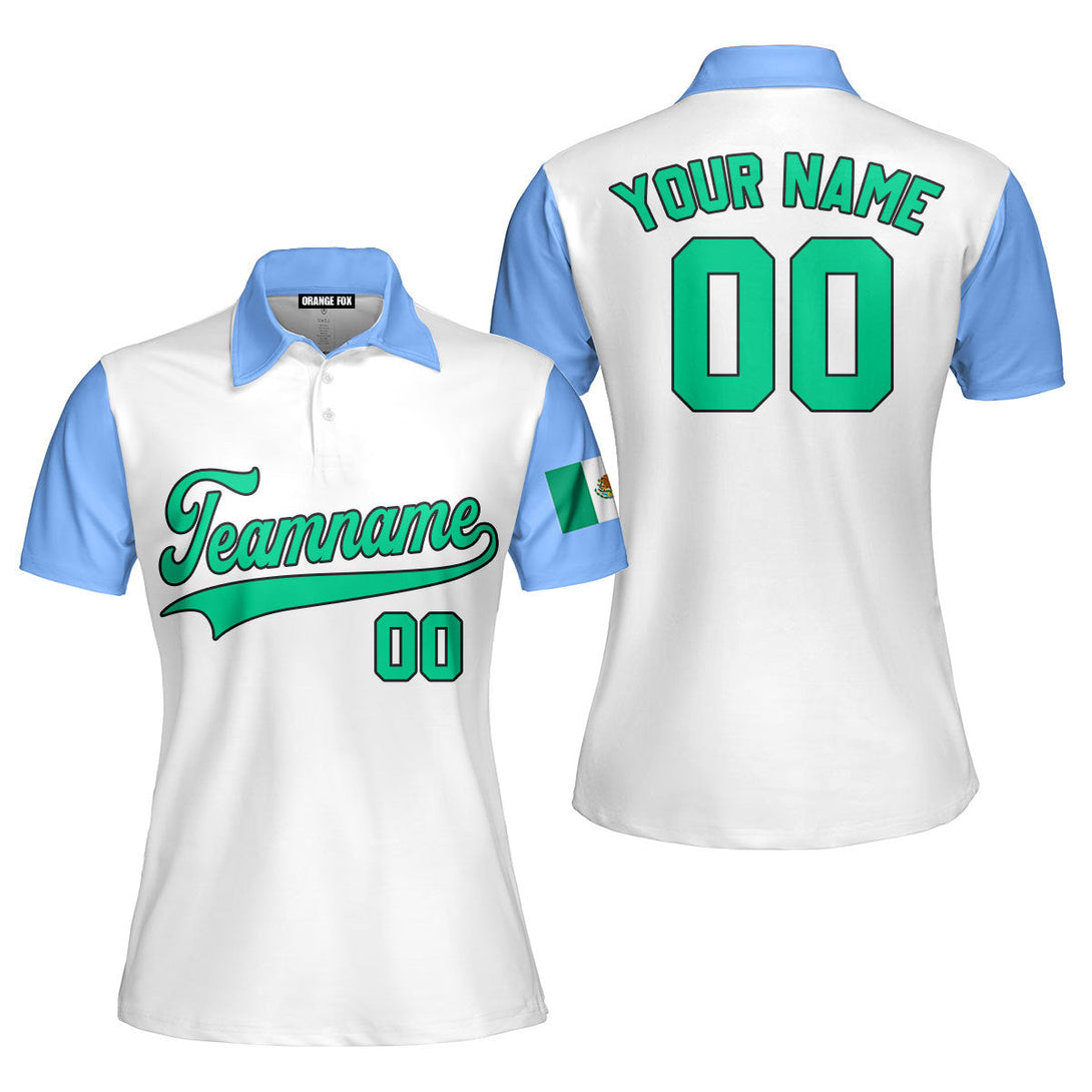 Mexico White Blue Green Black Custom Polo Shirt For Women