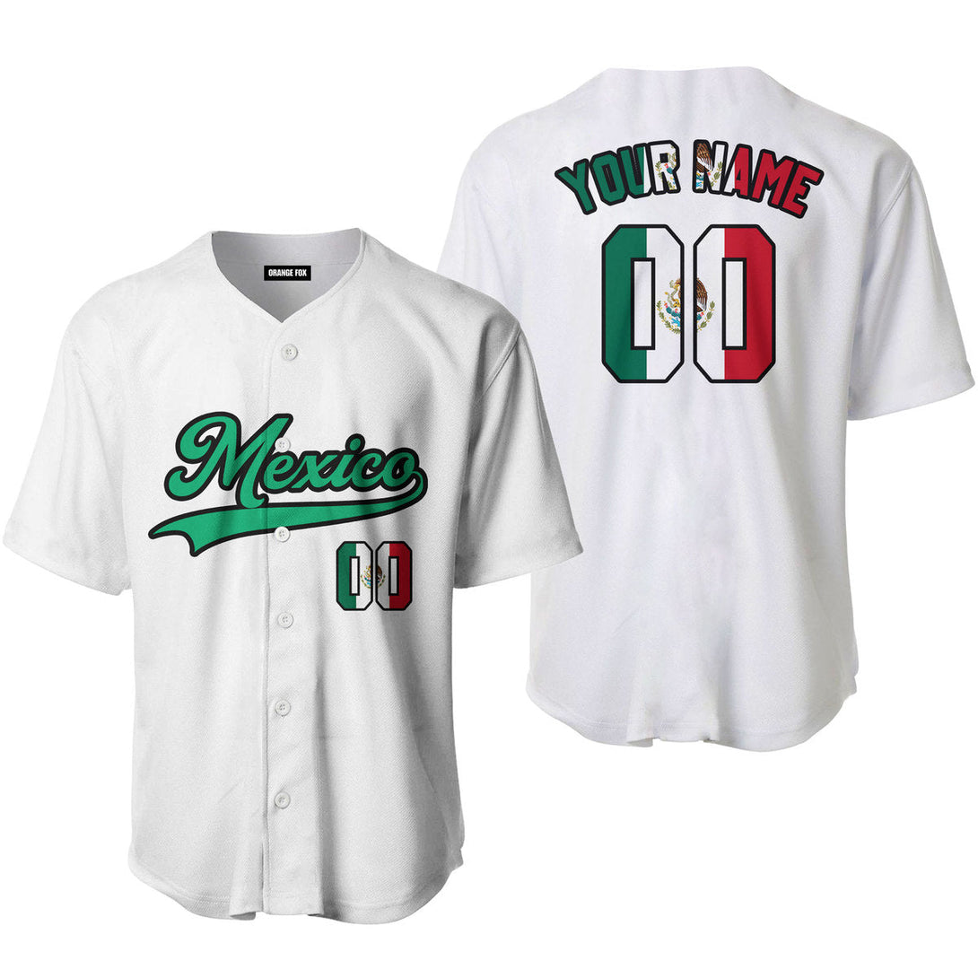 Mexico White Green Black Custom Name Baseball Jerseys For Men & Women