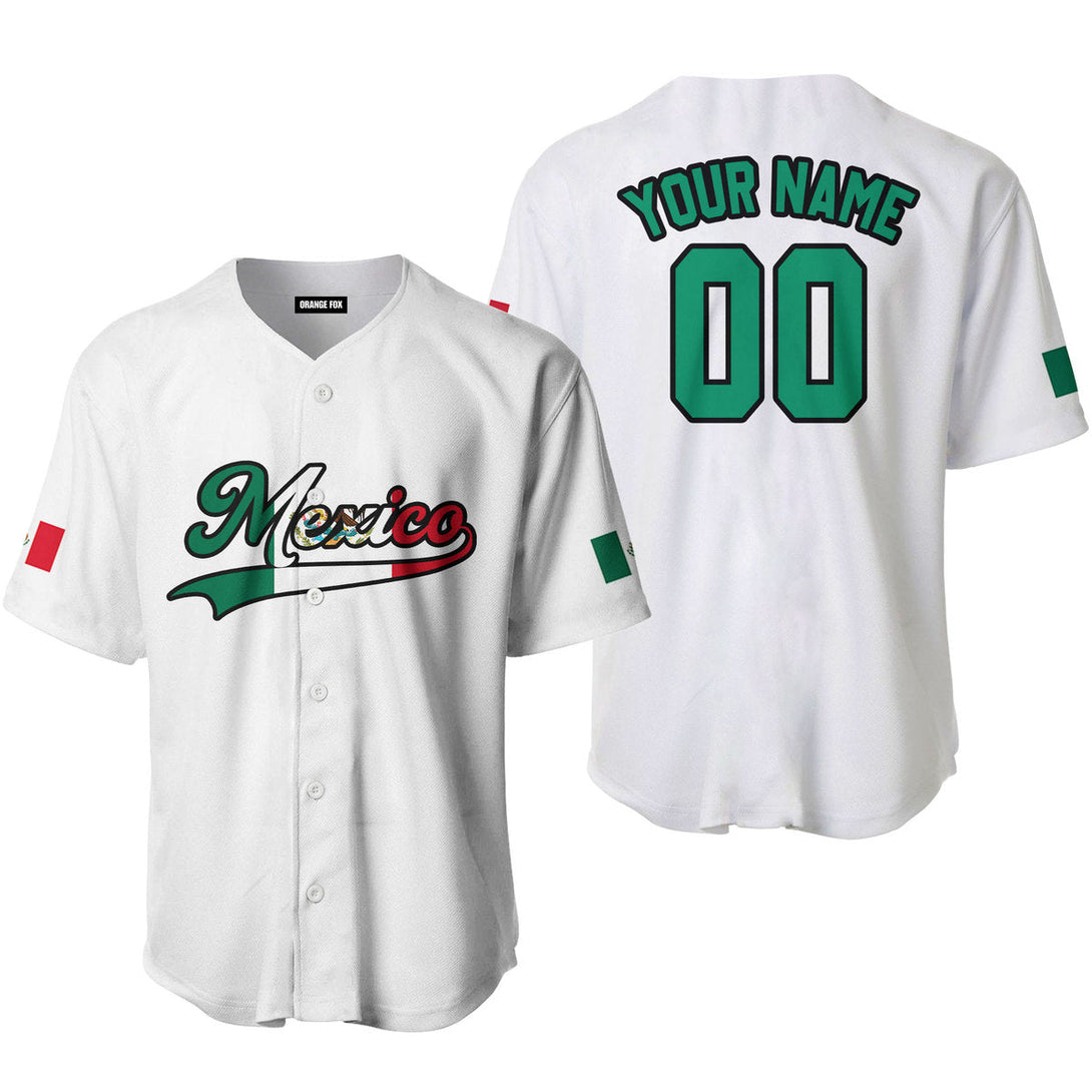 Mexico White Green Black Custom Name Baseball Jerseys For Men & Women