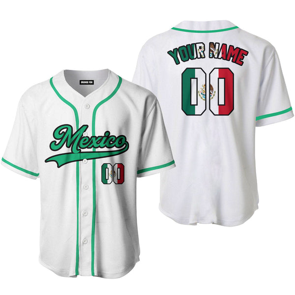 Mexico White Green Black Custom Name Baseball Jerseys For Men & Women