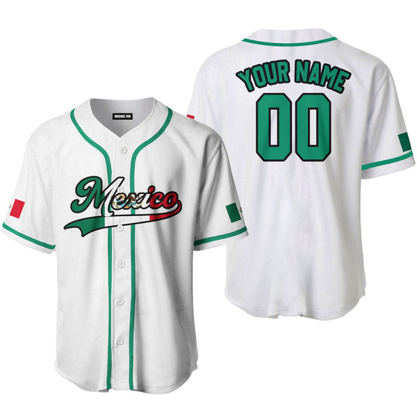 Mexico White Green Black Custom Name Baseball Jerseys For Men & Women