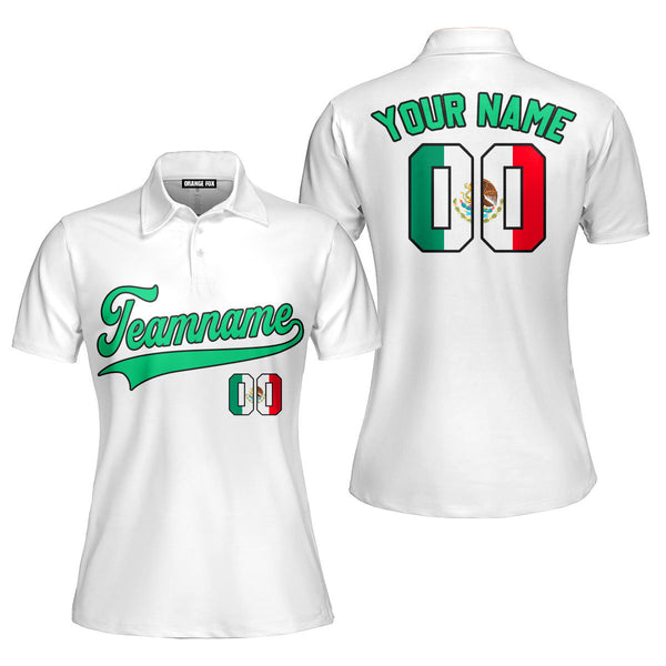 Mexico White Green Black Custom Polo Shirt For Women