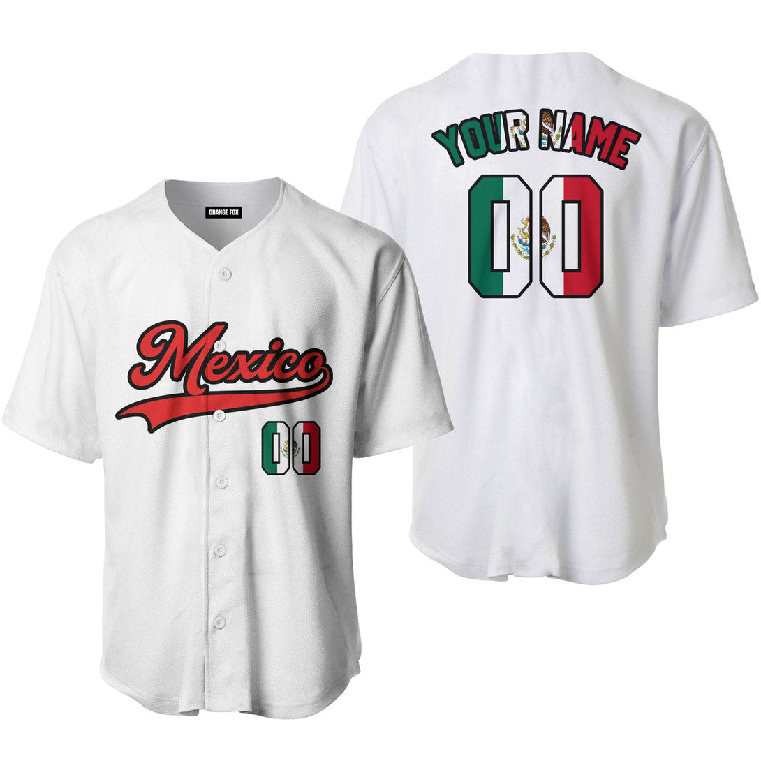 Mexico White Red Black Custom Name Baseball Jerseys For Men & Women