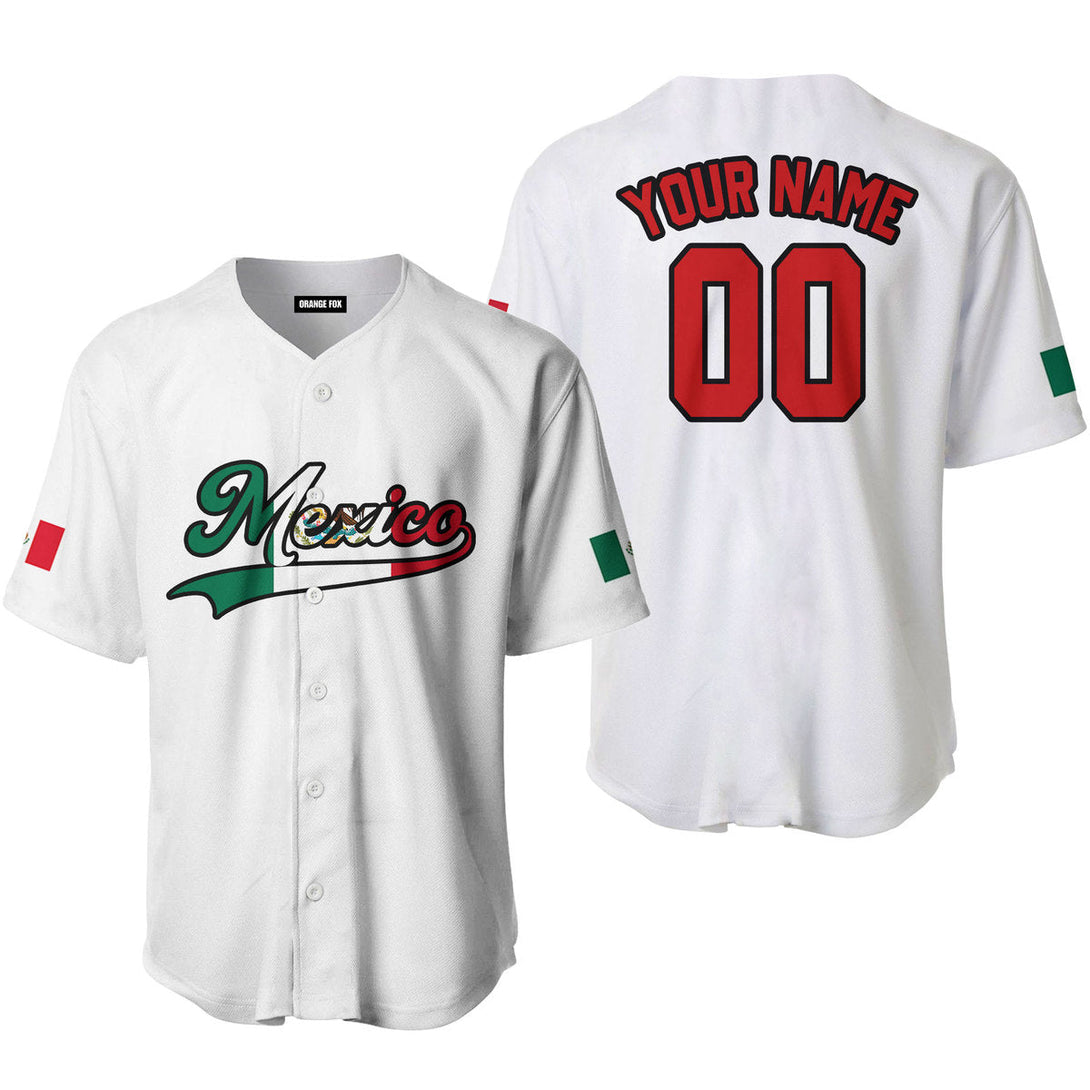 Mexico White Red Black Custom Name Baseball Jerseys For Men & Women