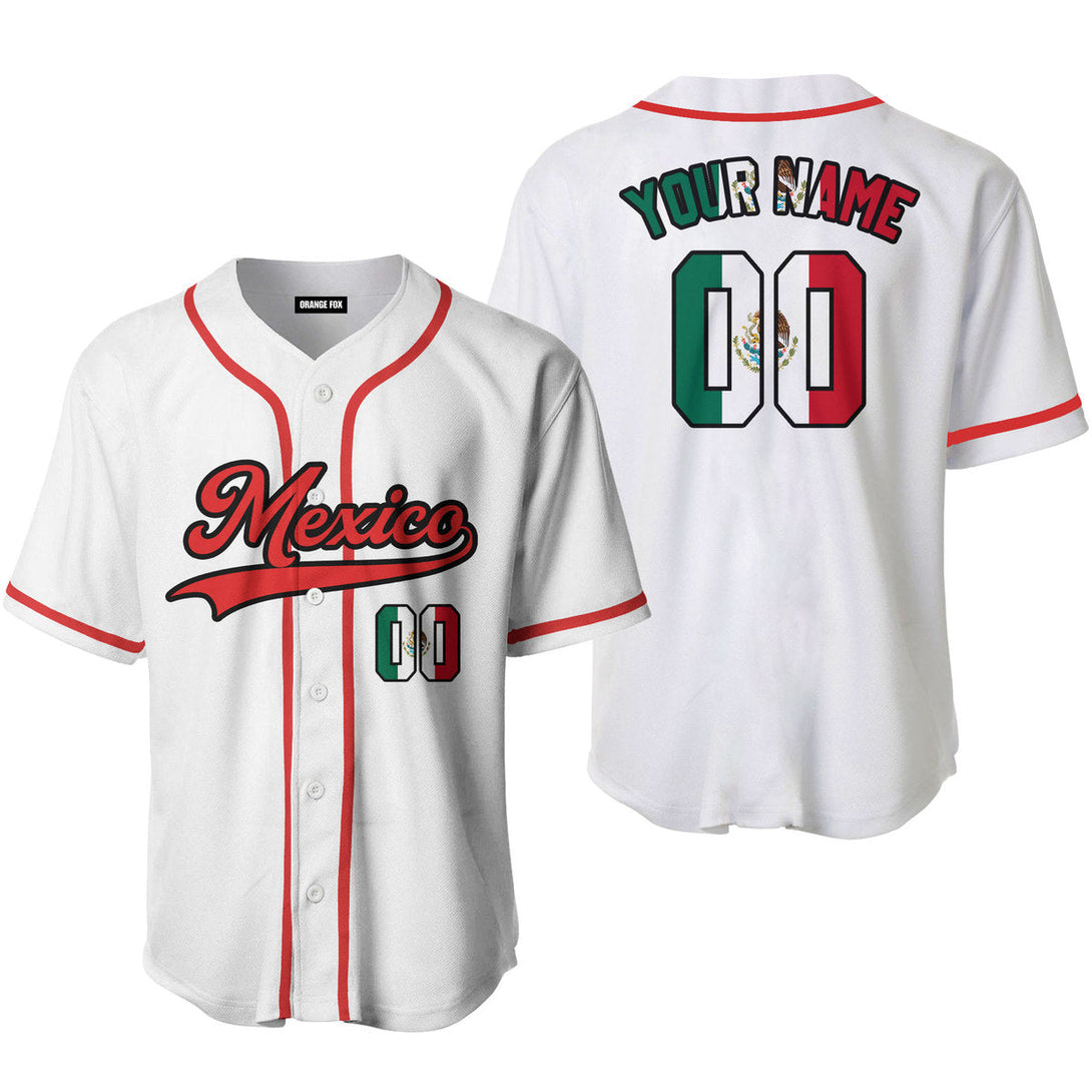 Mexico White Red Black Custom Name Baseball Jerseys For Men & Women