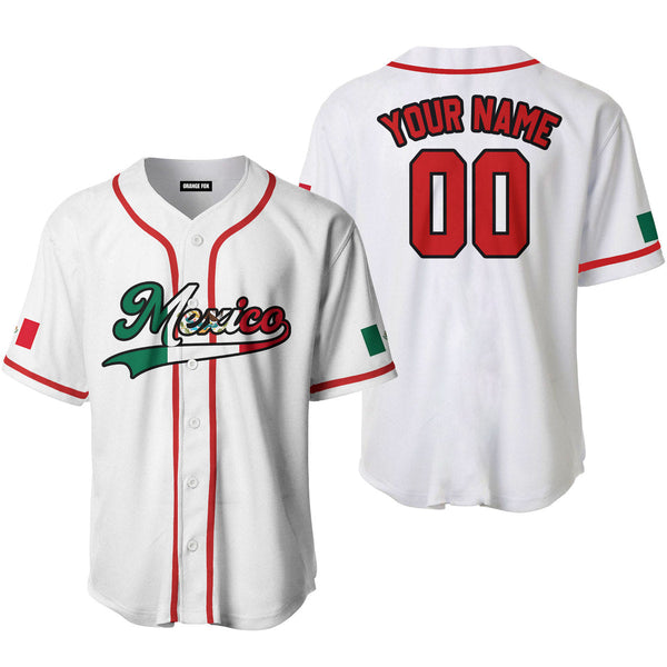 Mexico White Red Black Custom Name Baseball Jerseys For Men & Women