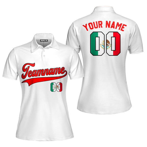 Mexico White Red Black Custom Polo Shirt For Women