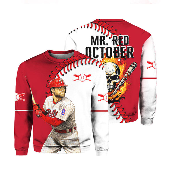 Mr Red October Baseball Team Crewneck Sweatshirt For Men & Women
