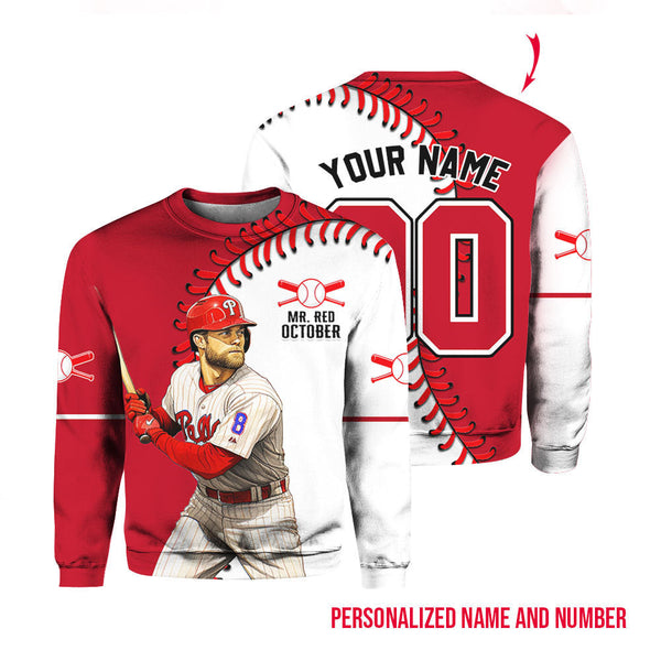 Mr Red October Baseball Team Custom Name Crewneck Sweatshirt For Men & Women