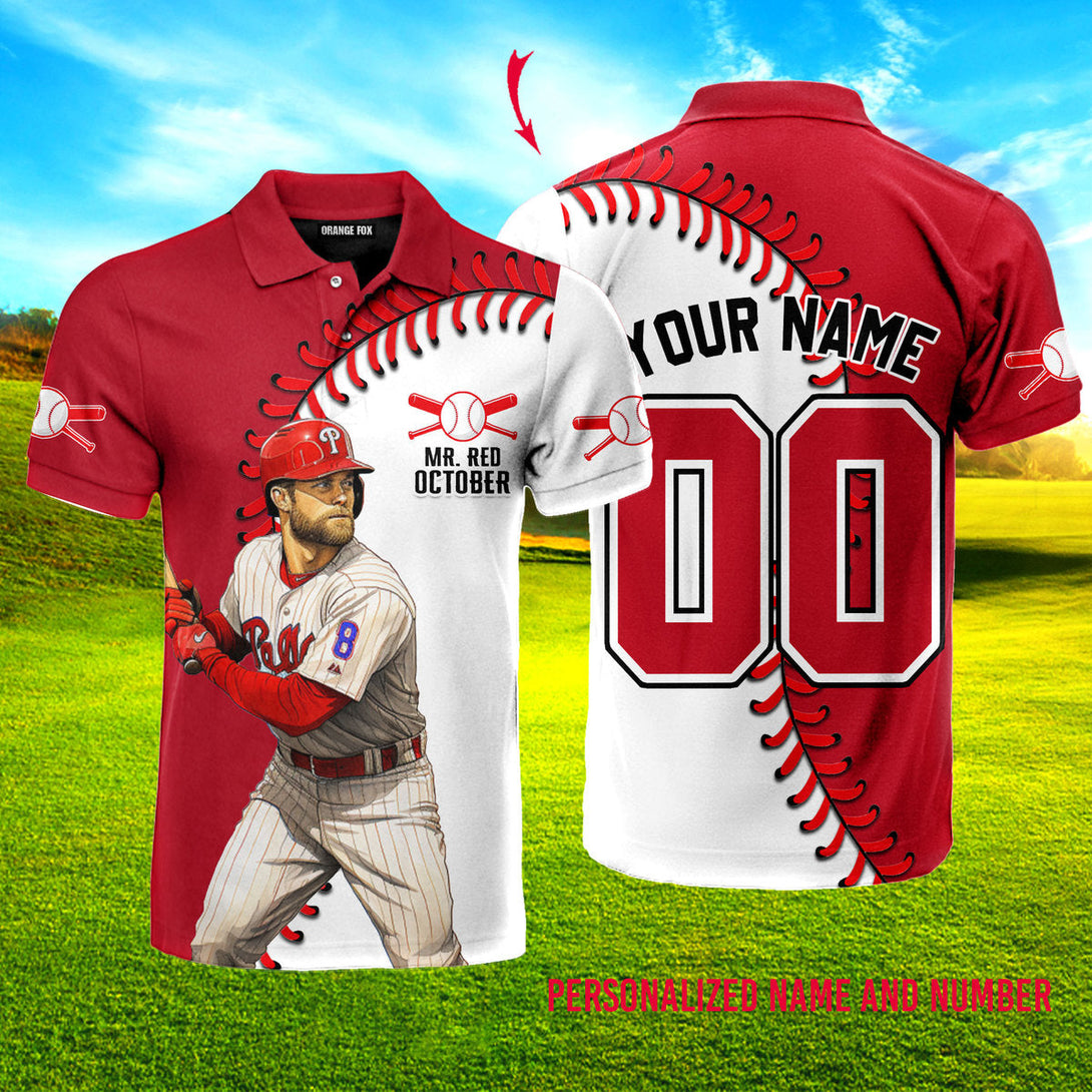 Mr Red October Baseball Team Custom Name Polo Shirt For Men & Women