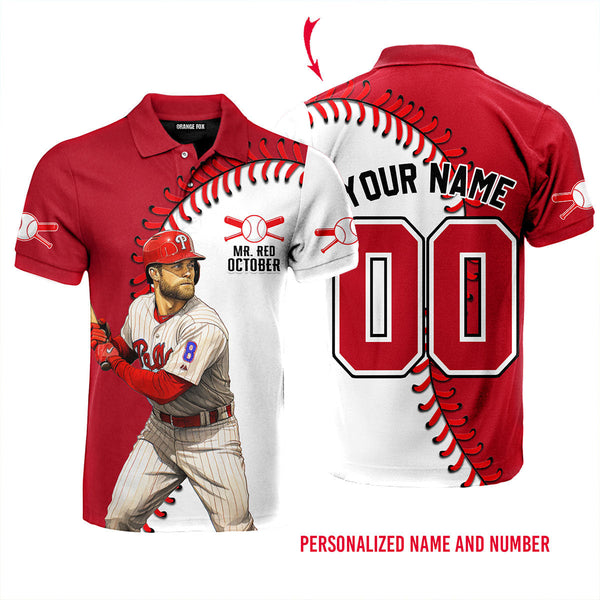 Mr Red October Baseball Team Custom Name Polo Shirt For Men & Women