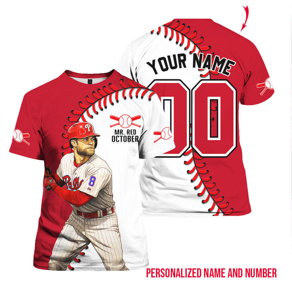 Mr Red October Baseball Team Custom Name T Shirt For Men & Women