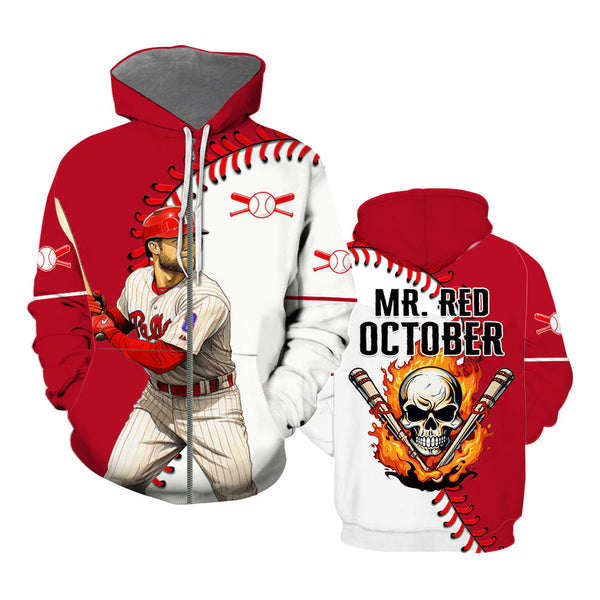 Mr Red October Baseball Team Zip Up Hoodie For Men & Women