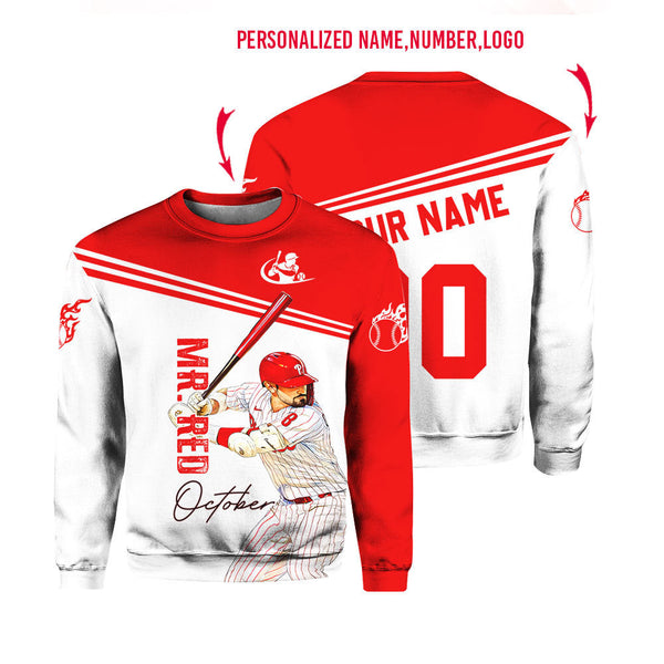 Mr. Red October Baseball Custom Name Crewneck Sweatshirt For Men & Women