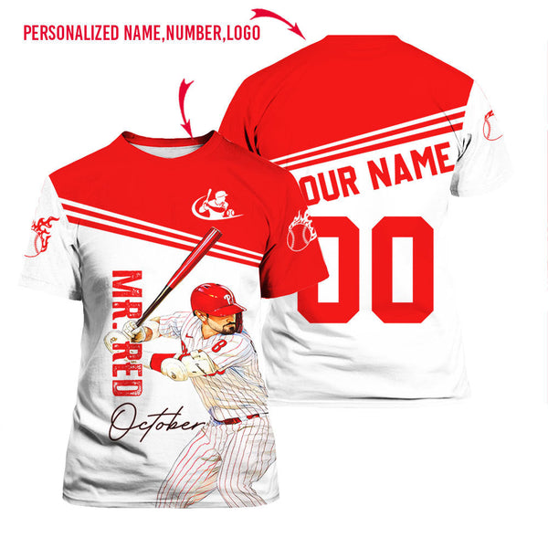 Mr. Red October Baseball Custom Name T Shirt For Men & Women