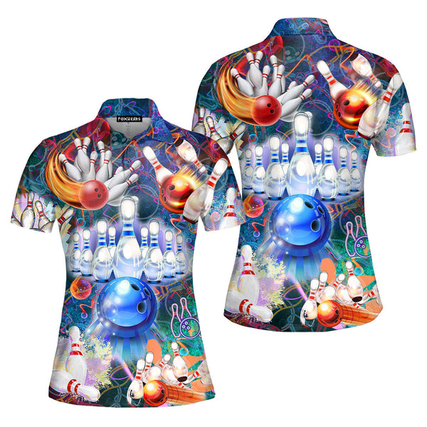 Multi Bowling Flash Light Polo Shirt For Women