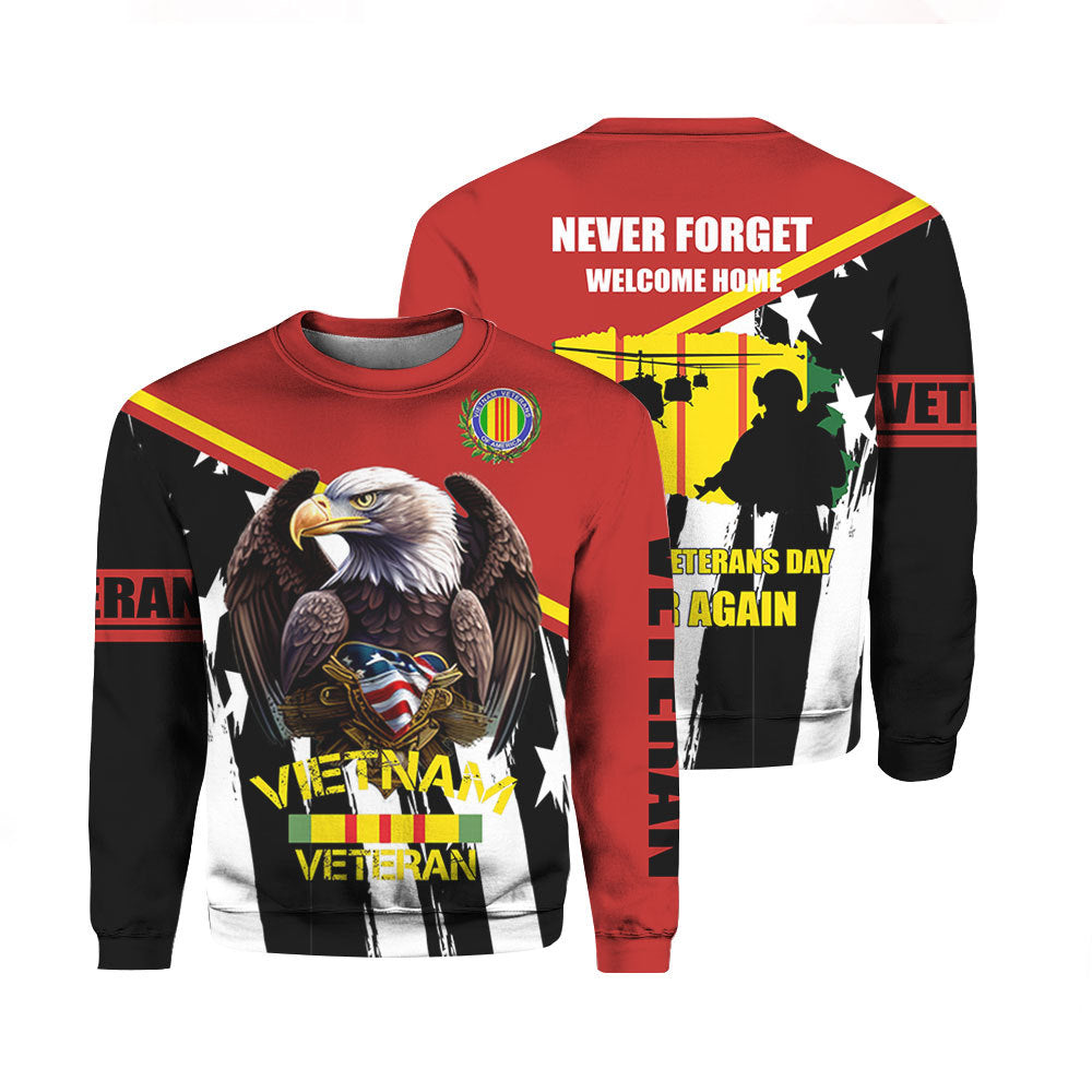 National Vietnam War Veteran Never Forget Never Again Crewneck Sweatshirt For Men & Women