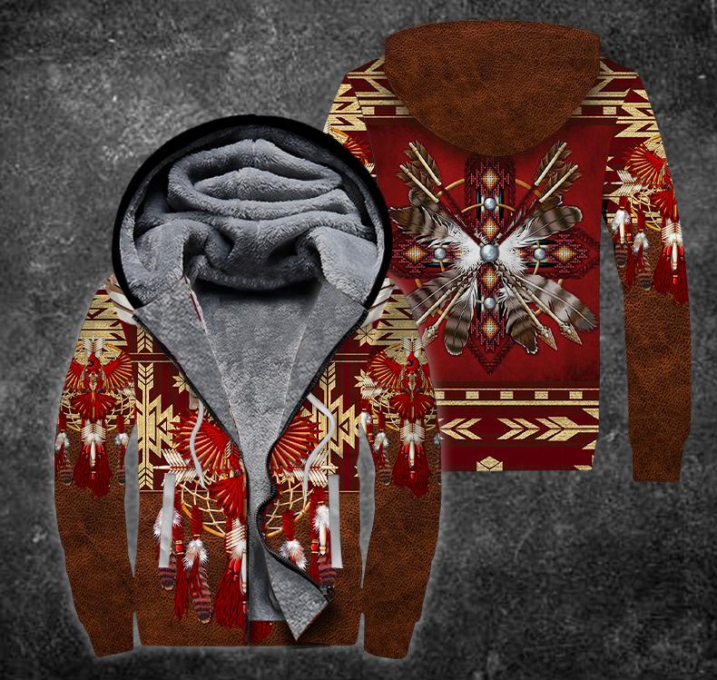 Native Pattern Fleece Zip Hoodie For Men & Women