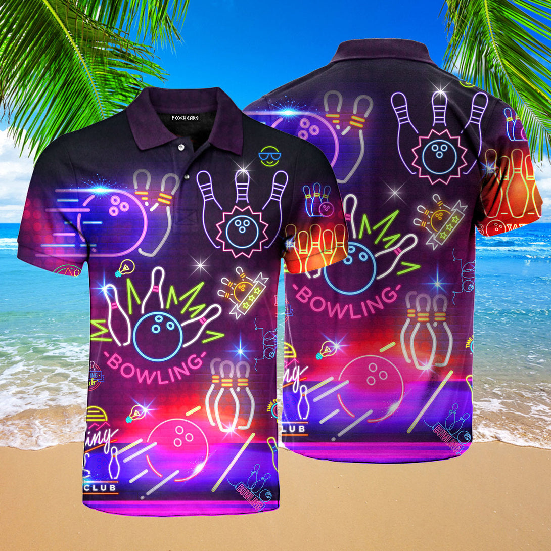 Neon Bowling Club Polo Shirt For Men