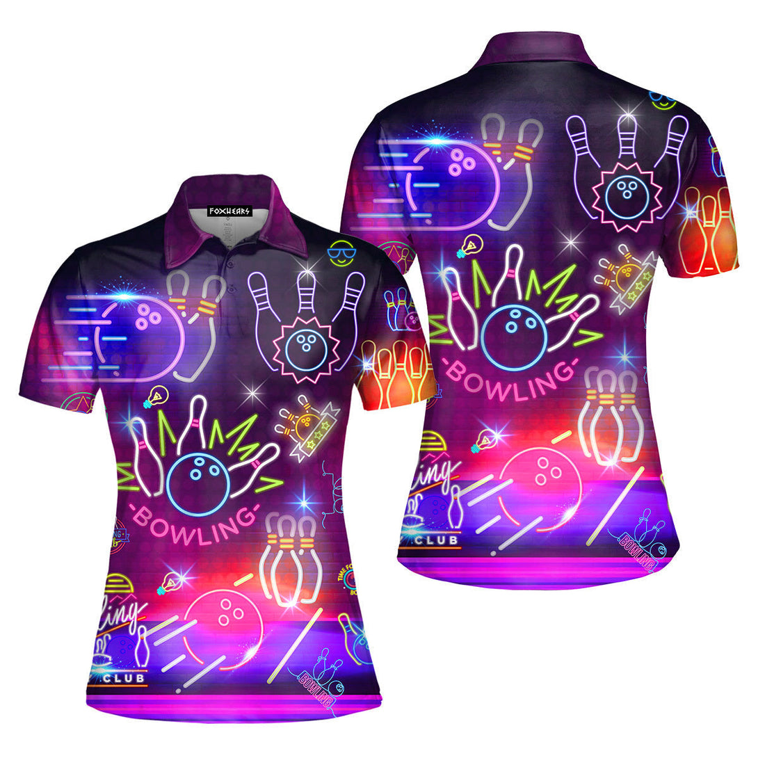 Neon Bowling Club Polo Shirt For Women