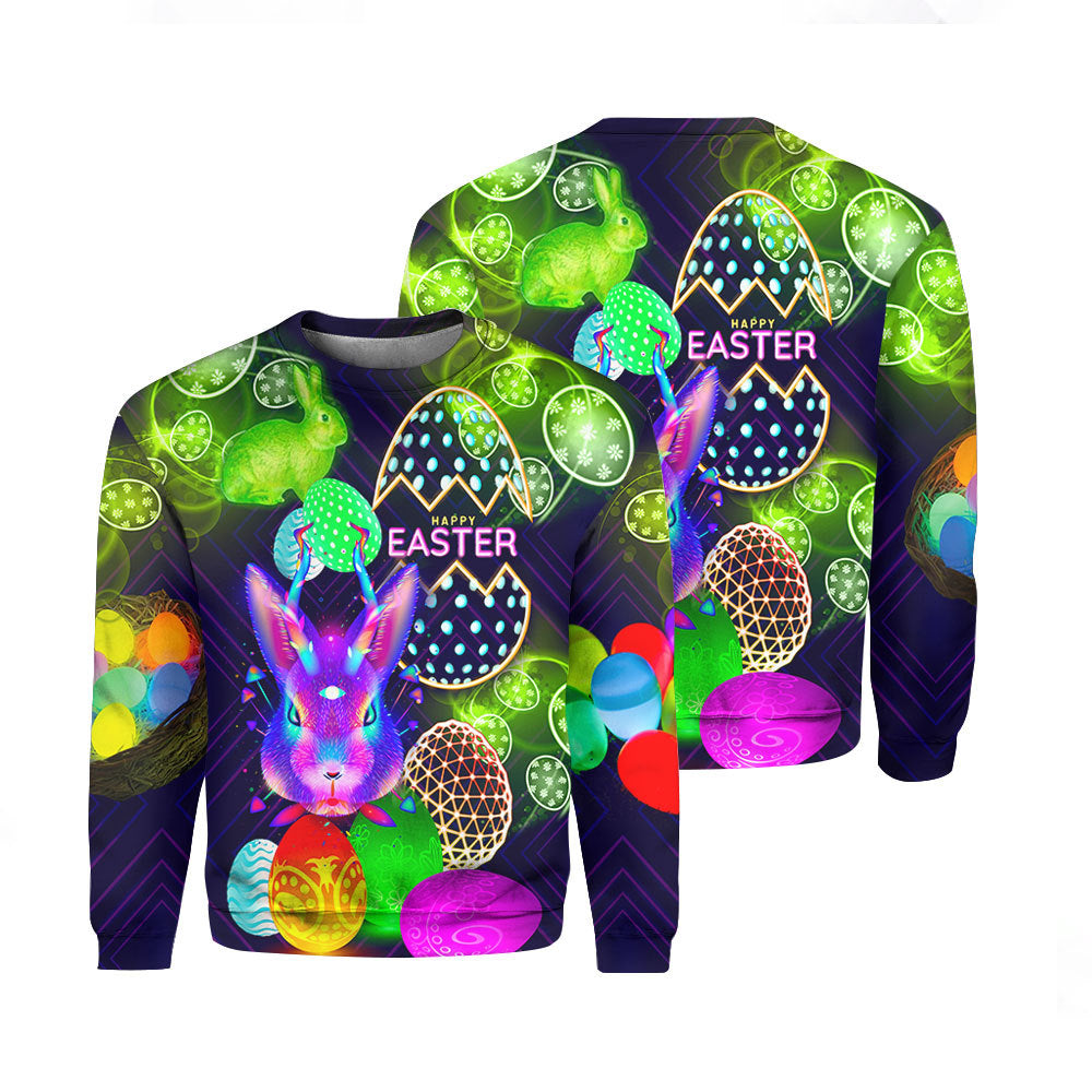 Neon Bunny Easter Day Crewneck Sweatshirt For Men & Women