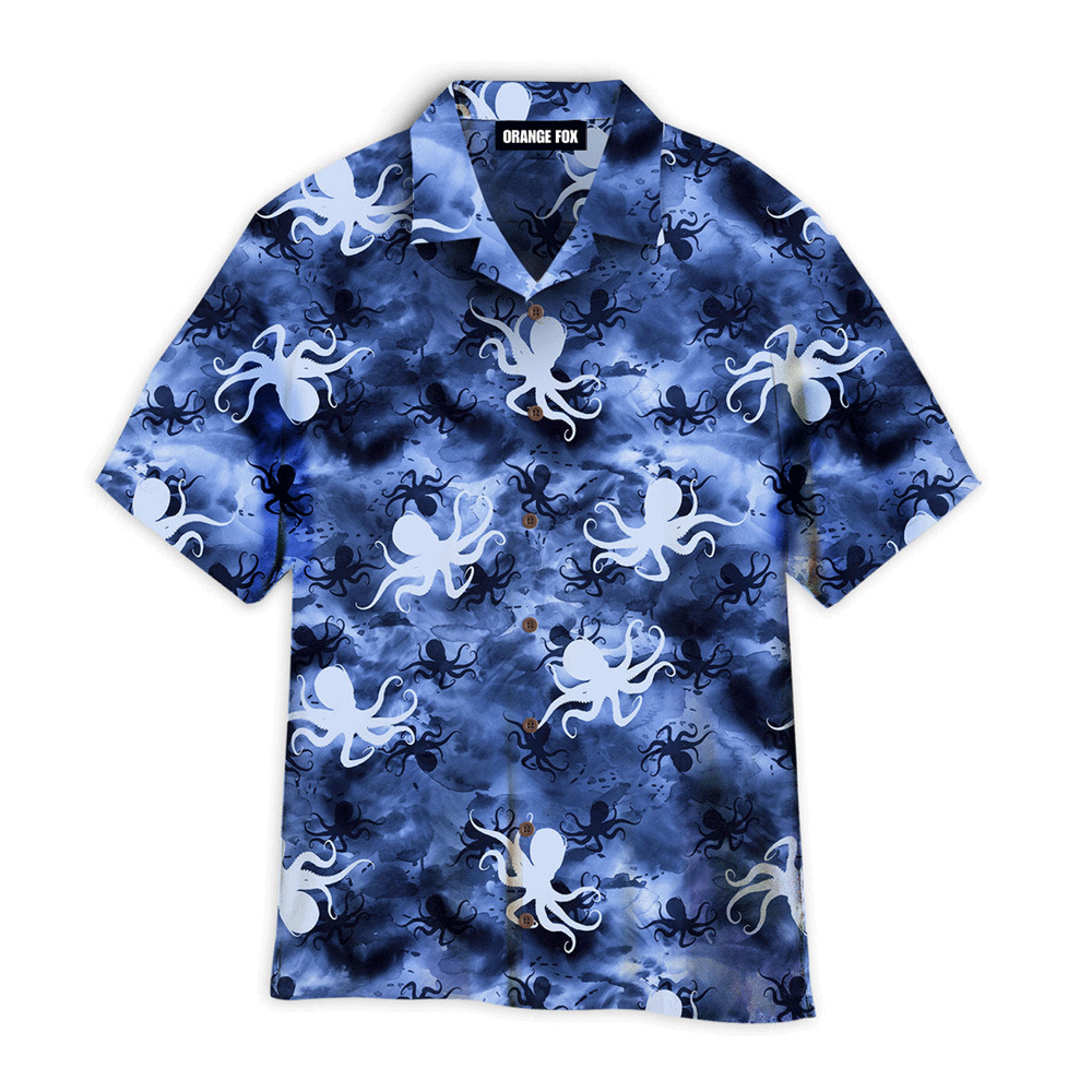 Octopus Animals Undersea Marine Dark Blue Hawaiian Shirt For Men And Women WH1164