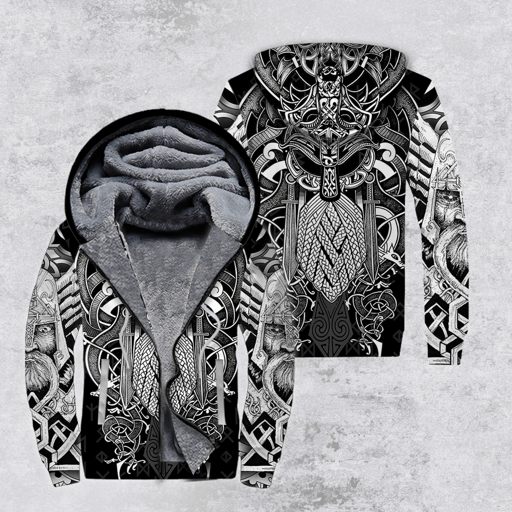 Odin Tattoo Fleece Zip Hoodie For Men & Women