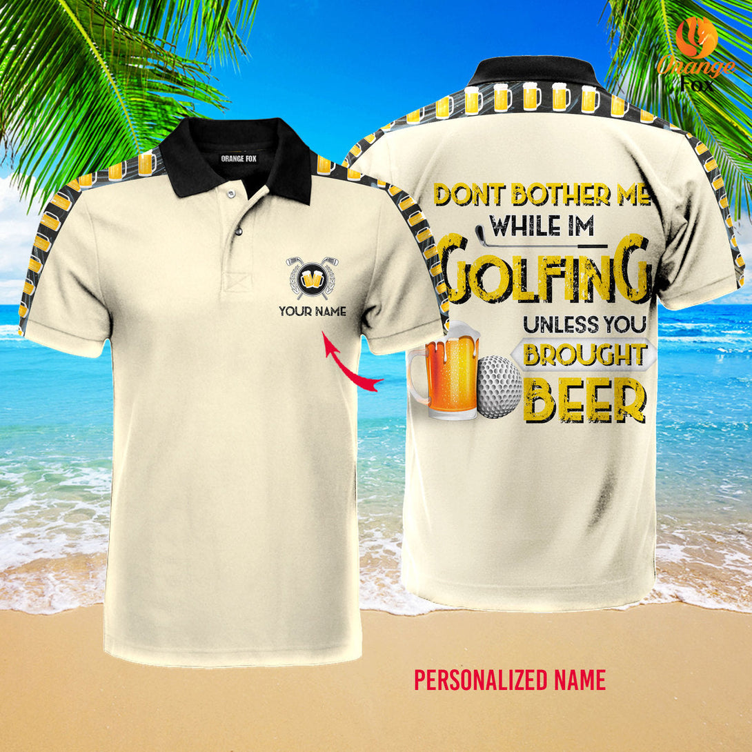 Oktoberfest Beer Golf Yellow Custom Name Polo Shirt For Men & Women