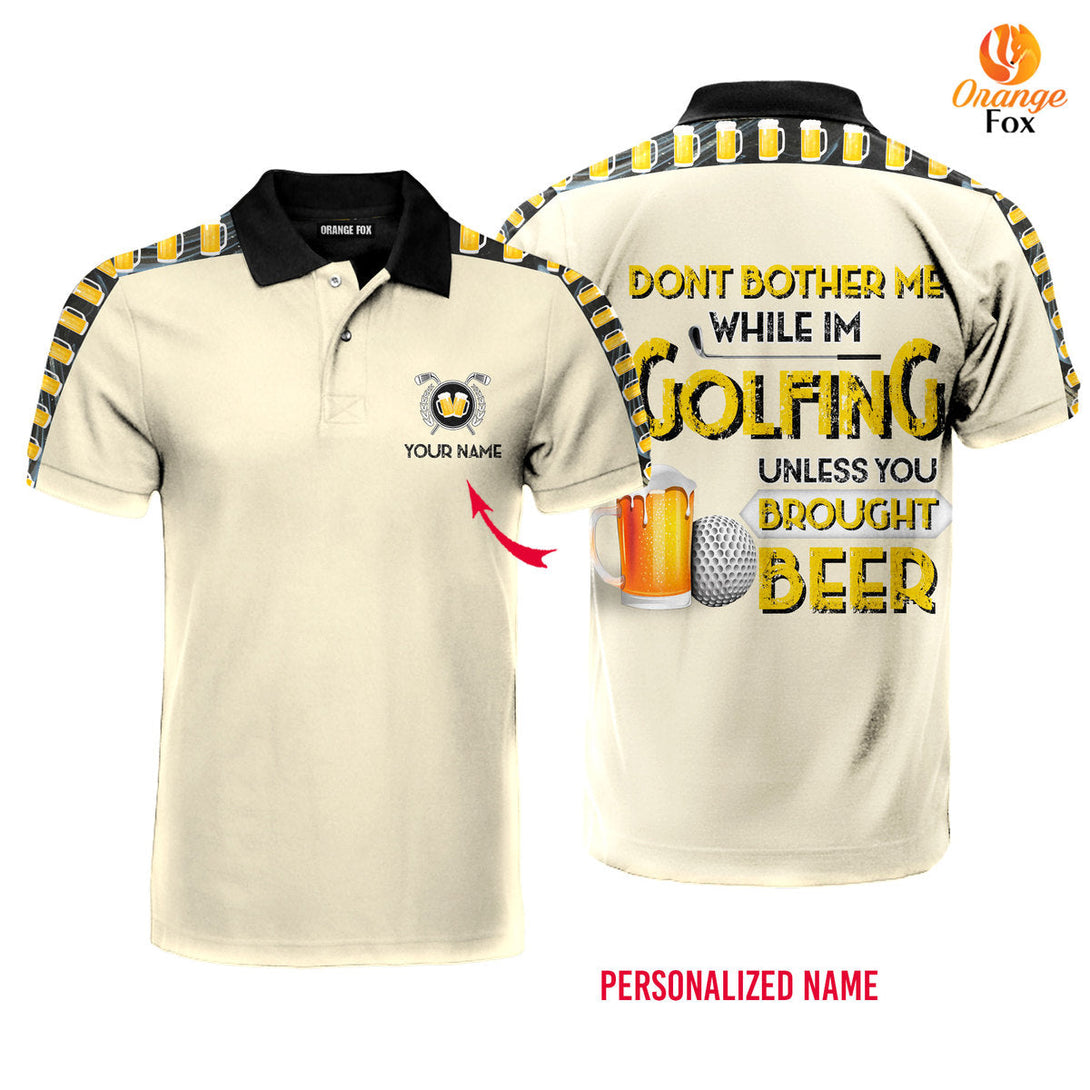 Oktoberfest Beer Golf Yellow Custom Name Polo Shirt For Men & Women