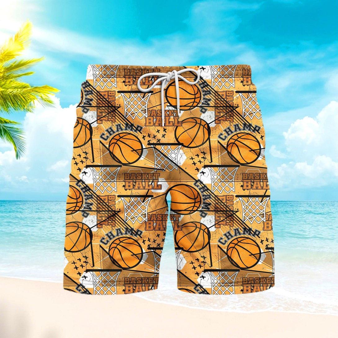 Orange Basketball Champion Beach Shorts For Men