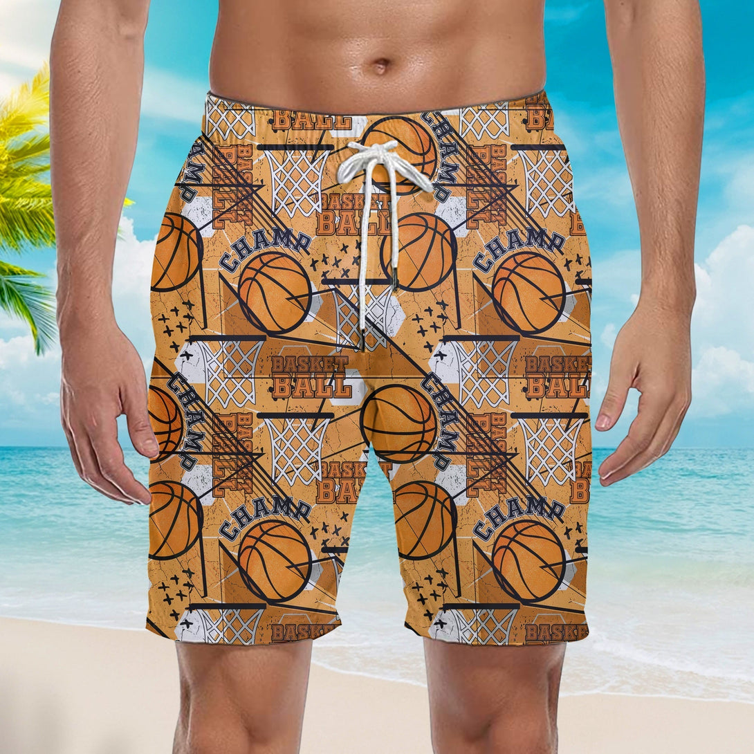 Orange Basketball Champion Beach Shorts For Men