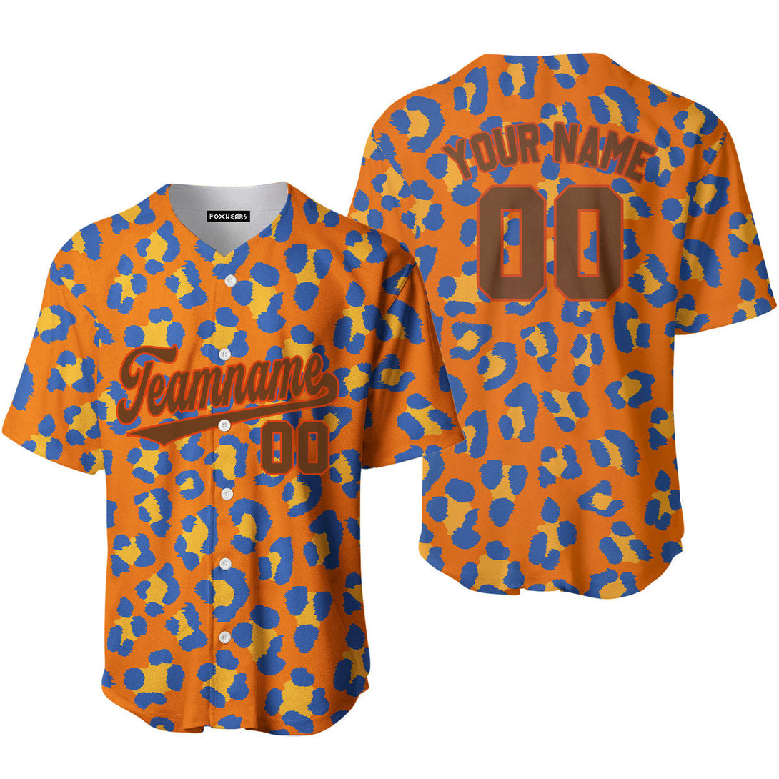 Orange Leopard Pattern Brown Orange Custom Baseball Jerseys For Men & Women