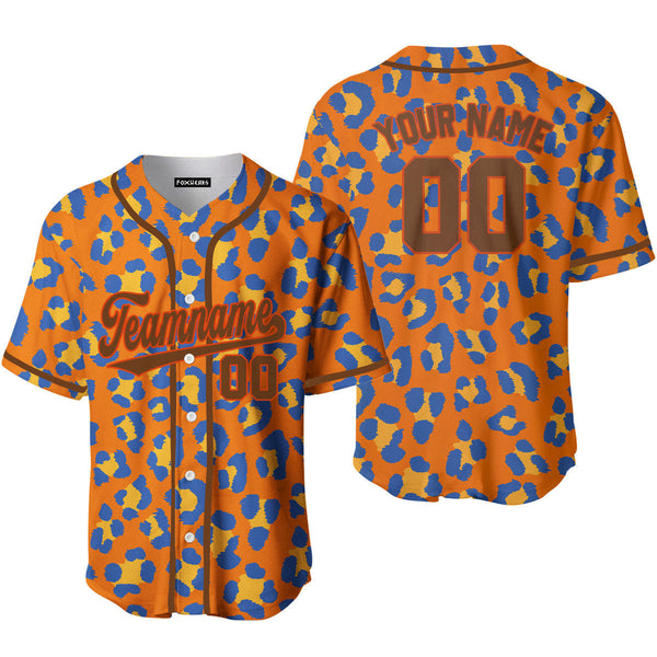 Orange Leopard Pattern Brown Orange Custom Baseball Jerseys For Men & Women